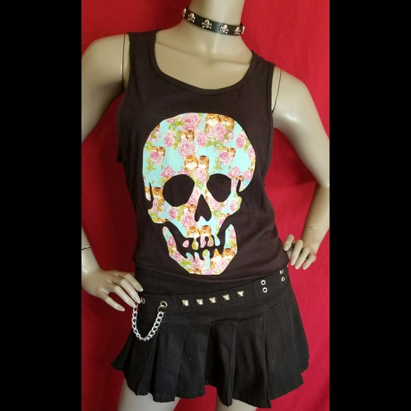 ‼SOLD‼Kitten Skull Crop Top - Picture 2 of 8